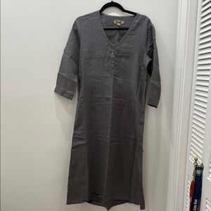 BN No Tags - FLAX Gray 3/4 Sleeve V-Neck Dress - Size Petite